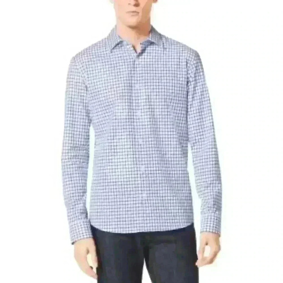 Michael Kors Tailored-Fit Check Cotton Shirt - Picture 1 of 5